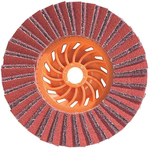 WALTER Surface Technologies - 5" Disc Diam, 5/8-11 Center Hole, Type 28 Ceramic Flap Disc - 12,200 Max RPM, Plastic Backing, Arbor Attaching System, Coated & Non-Woven Combo - Americas Industrial Supply
