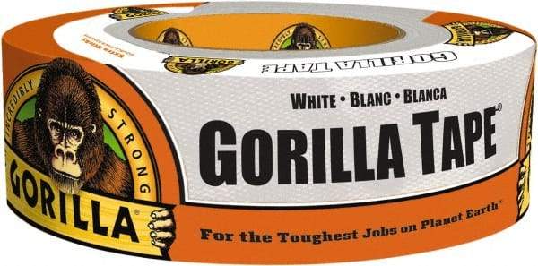 Gorilla Tape - 1-7/8" x 30 Yds White Duct Tape - 17 mil, Rubber Adhesive, Cotton/Polyester Blend Cloth Backing, 32°F to 150°F - Americas Industrial Supply