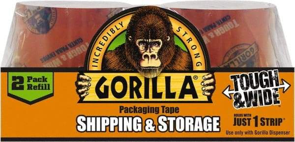 Gorilla Tape - 2-7/8" x 30 Yd Clear Acrylic Adhesive Packaging Tape - BOPP Film Backing, 3.4 mil Thick, 44 Lb Tensile Strength - Americas Industrial Supply