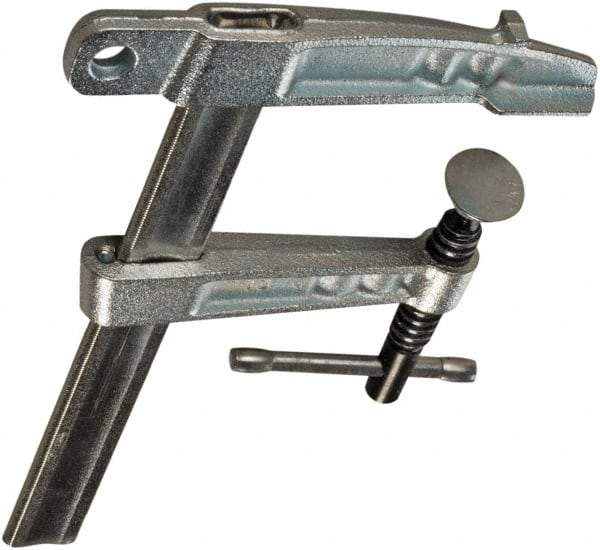 Bessey - 3.1496" Deep Throat, 6" Max Capacity, Ground Sliding Arm Clamp - 700 Lb Clamping Pressure, 9/16" Spindle Diam - Americas Industrial Supply