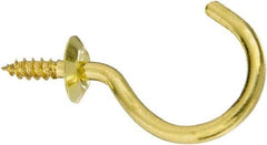 National Mfg. - 15 Lb Capacity, 1.51" Projection, Solid Brass All Purpose Hook - 0.44" Thread Length, 1-1/2" OAL, 0.15" Wire Diam - Americas Industrial Supply