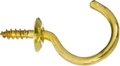 National Mfg. - 15 Lb Capacity, 1-1/4" Projection, Solid Brass All Purpose Hook - 0.48" Thread Length, 1-1/4" OAL, 0.14" Wire Diam - Americas Industrial Supply