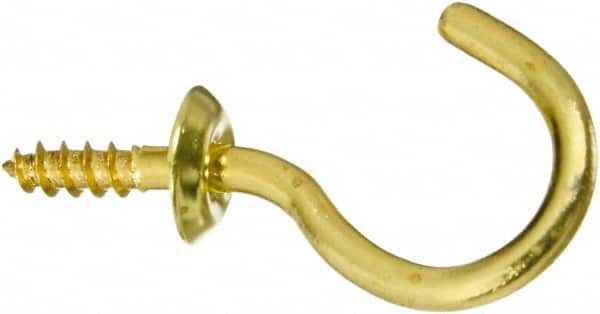 National Mfg. - 10 Lb Capacity, 1.01" Projection, Solid Brass All Purpose Hook - 0.39" Thread Length, 1" OAL, 0.12" Wire Diam - Americas Industrial Supply