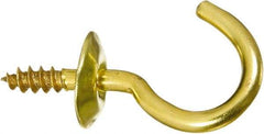 National Mfg. - 5 Lb Capacity, 0.63" Projection, Solid Brass All Purpose Hook - 1/4" Thread Length, 0.63" OAL, 0.08" Wire Diam - Americas Industrial Supply