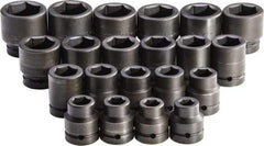 Proto - 21 Piece 1" Drive Standard Impact Socket Set - 6 Points, 3/4 to 2", Inch Measurement Standard - Americas Industrial Supply