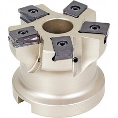 Iscar - 6 Inserts, 3" Cut Diam, 1" Arbor Diam, 0.118" Max Depth of Cut, Indexable Square-Shoulder Face Mill - 0/90° Lead Angle, 2" High, HTP LNHT 1606 Insert Compatibility, Through Coolant, Series TangPlunge - Americas Industrial Supply