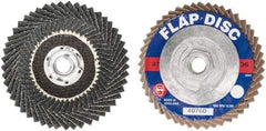 Garryson - 36 Grit, 4-1/2" Disc Diam, 5/8-11 Center Hole, Zirconia Alumina Flap Disc - 13,300 Max RPM, Fiberglass Backing, Arbor Attaching System, Coated - Americas Industrial Supply