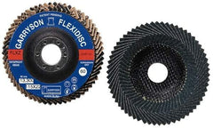 Garryson - 40 Grit, 7" Disc Diam, 7/8" Center Hole, Zirconia Alumina Flap Disc - 8,600 Max RPM, Fiberglass Backing, Arbor Attaching System, Coated - Americas Industrial Supply
