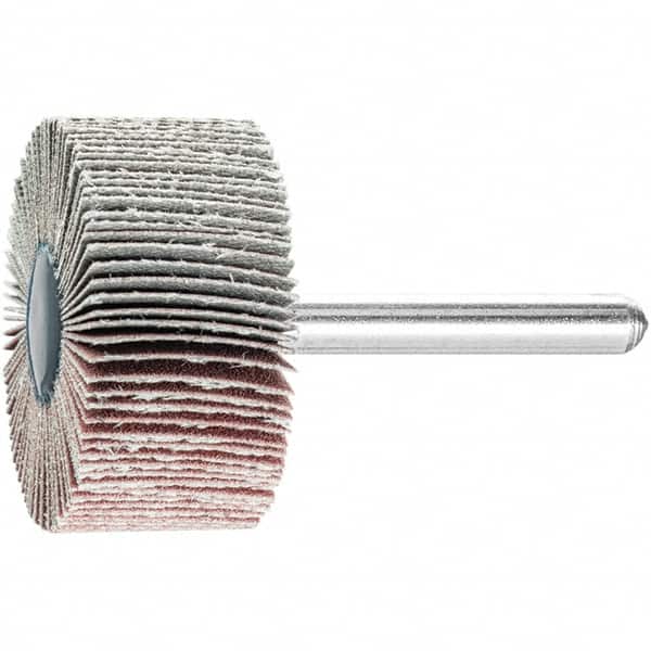 PFERD - 1-1/2" Diam x 1" Face Width, Aluminum Oxide Coated Mounted Flap Wheel - 1/4" Shank Mount, 240 Grit, 23,000 Max RPM - Americas Industrial Supply