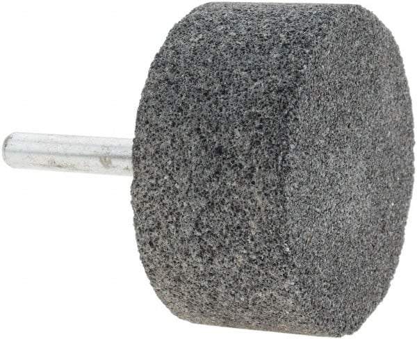 Made in USA - 2" Head Diam x 1" Thickness, W242, Cylinder End, Silicon Carbide Mounted Point - Grayish-Black, Very Coarse Grade, 36 Grit, 19,100 RPM - Americas Industrial Supply