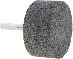 Made in USA - 2" Head Diam x 1" Thickness, W242, Cylinder End, Silicon Carbide Mounted Point - Grayish-Black, Very Coarse Grade, 36 Grit, 19,100 RPM - Americas Industrial Supply