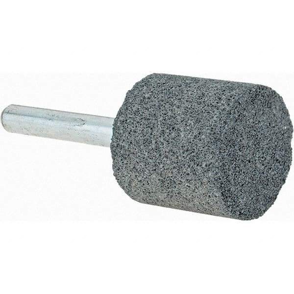 Made in USA - 1" Head Diam x 1" Thickness, W220, Cylinder End, Silicon Carbide Mounted Point - Grayish-Black, Coarse Grade, 46 Grit, 25,500 RPM - Americas Industrial Supply