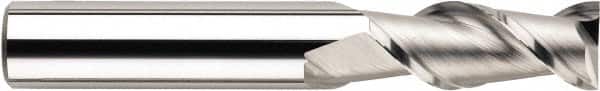 SGS - 3/8", 2-1/2" LOC, 3/8" Shank Diam, 4-1/4" OAL, 2 Flute, Solid Carbide Square End Mill - Single End, TiB2 Finish, Spiral Flute, 45° Helix, Centercutting, Right Hand Cut, Right Hand Flute, Series 44 - Americas Industrial Supply