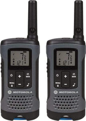 Motorola - 16 Mile Range, 22 Channel, 0.5 & 1.5 Watt, Series Talkabout, Recreational Two Way Radio - FRS/GMRS Band, 462.55 to 467.7125 Hz, AA & NiMH Battery, 12 NiMH & 29 AA hr Life, 9.45" High x 8.66" Wide x 2.44" Deep, Low Battery Alerts - Americas Industrial Supply
