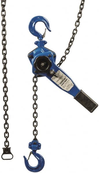 Value Collection - 2,000 Lb Lifting Capacity, 10' Lift Height, Lever Hoist - Made from Chain, 46 Lb Avg Pull to Lift Rated Load, 1 Chain - Americas Industrial Supply