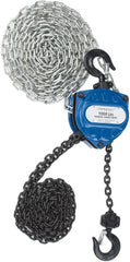 Value Collection - 1,000 Lb Lifting Capacity, 8' Lift Height, Hand Hoist - Made from Chain, 31' Overhaul to Lift 1', 48 Lb Avg Pull to Lift Rated Load, 1 Chain - Americas Industrial Supply