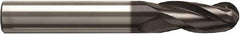 Seco - 1mm Diam, 2mm LOC, 3 Flute Solid Carbide Ball End Mill - NXT Finish, Single End, 38mm OAL, 3mm Shank Diam, Spiral Flute - Americas Industrial Supply