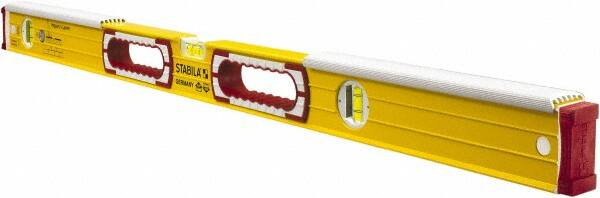 Stabila - 36" Long 3 Vial Spirit Level - Aluminum, Yellow, 2 Plumb & 1 Level Vials - Americas Industrial Supply