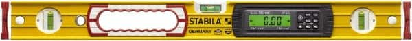 Stabila - 24" Long 3 Vial Box Beam Level - Aluminum, Yellow, 2 Plumb & 1 Level Vials - Americas Industrial Supply