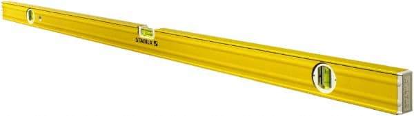 Stabila - 72" Long 3 Vial Box Beam Level - Aluminum, Yellow, 2 Plumb & 1 Level Vials - Americas Industrial Supply