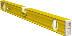 Stabila - 24" Long 3 Vial Box Beam Level - Aluminum, Yellow, 2 Plumb & 1 Level Vials - Americas Industrial Supply