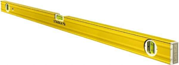 Stabila - 48" Long 3 Vial Box Beam Level - Aluminum, Yellow, 2 Plumb & 1 Level Vials - Americas Industrial Supply