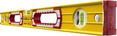 Stabila - 24" Long 3 Vial Box Beam Level - Aluminum, Yellow, 2 Plumb & 1 Level Vials - Americas Industrial Supply