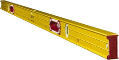 Stabila - Magnetic 78" Long 3 Vial Box Beam Level - Aluminum, Yellow, 2 Plumb & 1 Level Vials - Americas Industrial Supply