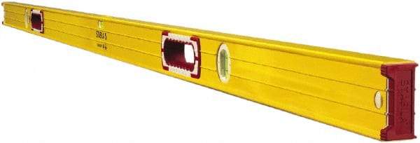 Stabila - 59" Long 3 Vial Box Beam Level - Aluminum, Yellow, 2 Plumb & 1 Level Vials - Americas Industrial Supply