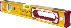 Stabila - 16" Long 2 Vial Box Beam Level - Aluminum, Yellow, 1 Plumb & 1 Level Vial - Americas Industrial Supply