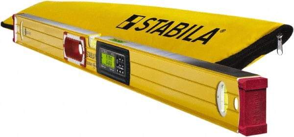 Stabila - 48" Long 3 Vial Box Beam Level - Aluminum, Yellow, 2 Plumb & 1 Level Vials - Americas Industrial Supply