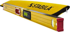 Stabila - Magnetic 48" Long 3 Vial Box Beam Level - Aluminum, Yellow, 2 Plumb & 1 Level Vials - Americas Industrial Supply