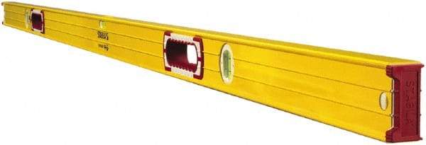 Stabila - 78" Long 3 Vial Box Beam Level - Aluminum, Yellow, 2 Plumb & 1 Level Vials - Americas Industrial Supply