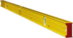 Stabila - Magnetic 72" Long 3 Vial Box Beam Level - Aluminum, Yellow, 2 Plumb & 1 Level Vials - Americas Industrial Supply