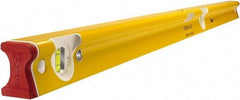 Stabila - 48" Long 3 Vial R-Beam Level - Aluminum, Yellow, 2 Plumb & 1 Level Vials - Americas Industrial Supply