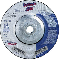 Sait - 5" Wheel Diam, Type 27 Depressed Center Wheel - Extra Coarse Grade, Ceramic, S Hardness, 12,200 Max RPM - Americas Industrial Supply