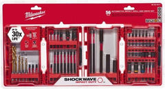 Milwaukee Tool - 56 Piece, Drill & Drive Set - 1/16 to 1/4" Hex, Multi-Purpose Tool Kit Kit, 1/4" Drive, Phillips, Torx, Magnetic Bit Holder, 1/4" Drive Bits Point - Americas Industrial Supply