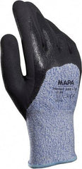 MAPA Professional - Size S (7), ANSI Cut Lvl 4, Puncture Lvl 2, Abrasion Lvl 4, Nitrile Coated HDPE Cut Resistant Gloves - Palm, Fingers & Knuckles Coated, HDPE Lining, Knit Wrist, Blue, Paired - Americas Industrial Supply