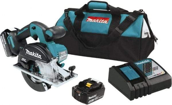 Makita - 18 Volt, 5-7/8" Blade, Cordless Circular Saw - 3,900 RPM, 2 Lithium-Ion Batteries Included - Americas Industrial Supply