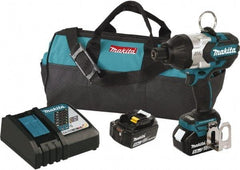 Makita - 7/16" Drive 18 Volt T-Handle Cordless Impact Wrench & Ratchet - 2,200 RPM, 600 Ft/Lb Torque, 2 Lithium-Ion Batteries Included - Americas Industrial Supply