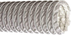 Flexaust - 8" ID, 4 Hg Vac Rating, 8.5 psi, Fiberglass Vacuum & Duct Hose - 25' Long, Silver, 5" Bend Radius, -65 to 600°F - Americas Industrial Supply