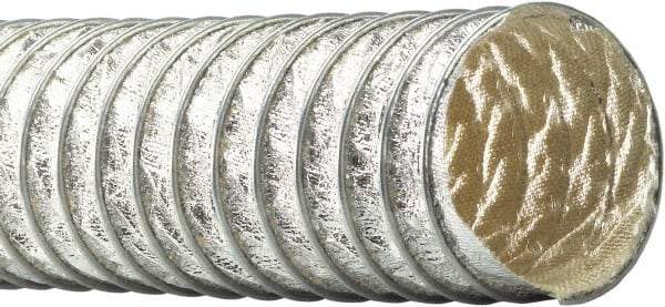 Flexaust - 5" ID, 5 Hg Vac Rating, 9 psi, Fiberglass Vacuum & Duct Hose - 25' Long, Silver, 3-1/2" Bend Radius, -65 to 1,050°F - Americas Industrial Supply