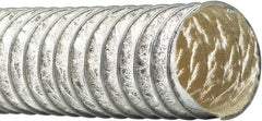 Flexaust - 5" ID, 5 Hg Vac Rating, 9 psi, Fiberglass Vacuum & Duct Hose - 25' Long, Silver, 3-1/2" Bend Radius, -65 to 1,050°F - Americas Industrial Supply