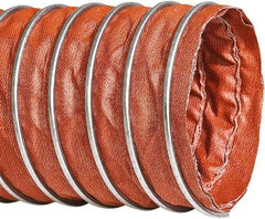 Flexaust - 5" ID, 8 Hg Vac Rating, 13 psi, Fiberglass Vacuum & Duct Hose - 25' Long, Red, 5" Bend Radius, -40 to 1,200°F - Americas Industrial Supply
