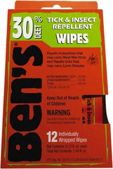 Ben's - 12 Count 30% DEET Towelette - For Ticks, Mosquitos, Disease Carrying Insects - Americas Industrial Supply