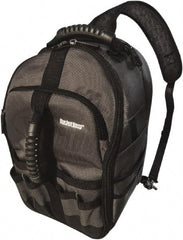 Bucket Boss - 24 Pocket Gray & Black Polyester Backpack Tool Bag - 9" Wide x 8" Deep x 17" High - Americas Industrial Supply