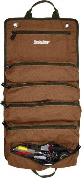 Bucket Boss - 6 Pocket Brown & Green Canvas Tool Roll - 4-1/2" Wide x 4-1/2" Deep x 26" High - Americas Industrial Supply