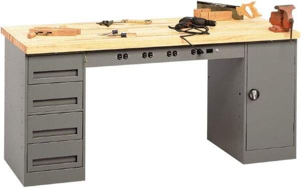 Tennsco - 72 Wide x 30" Deep x 33-1/2" High, Butcher Block Workbench - Fixed Legs, Medium Gray - Americas Industrial Supply