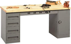Tennsco - 72 Wide x 30" Deep x 33-1/2" High, Butcher Block Workbench - Fixed Legs, Medium Gray - Americas Industrial Supply