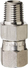 Made in USA - 3/8" Grade 316 Stainless Steel Pipe Adapter - MNPT x NPSM Swivel End Connections, 4,800 psi - Americas Industrial Supply